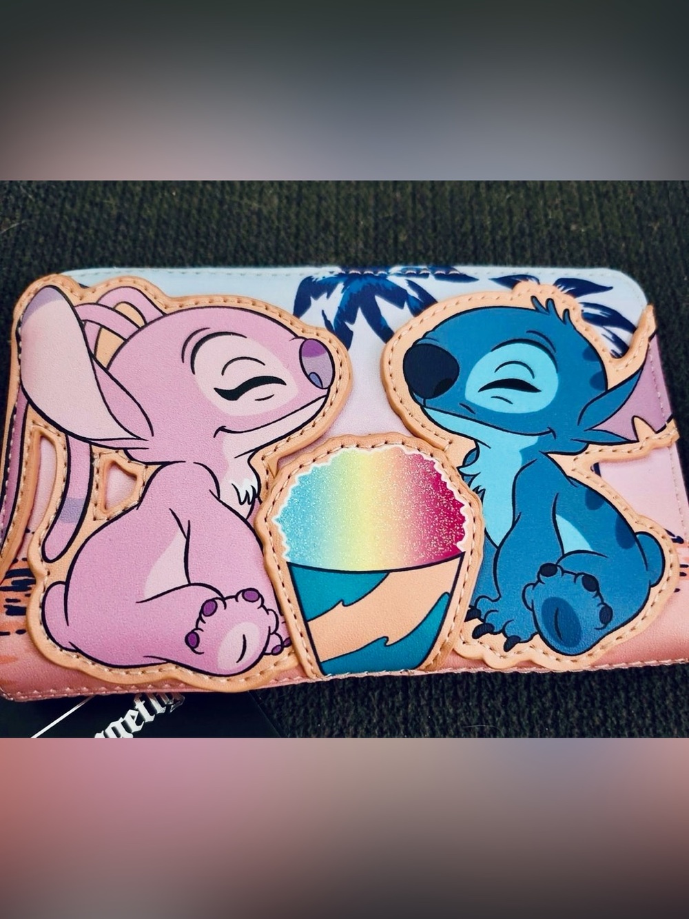 Loungefly Disney Stitch and Angel Snowcone Loungefly Wallet with Palm Print